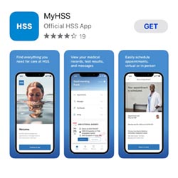 image of the myHSS app inside the apple app store