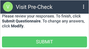Visit precheck submit screenshot