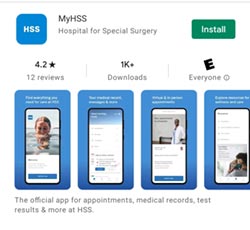 MyHSS app inside the Google Play store