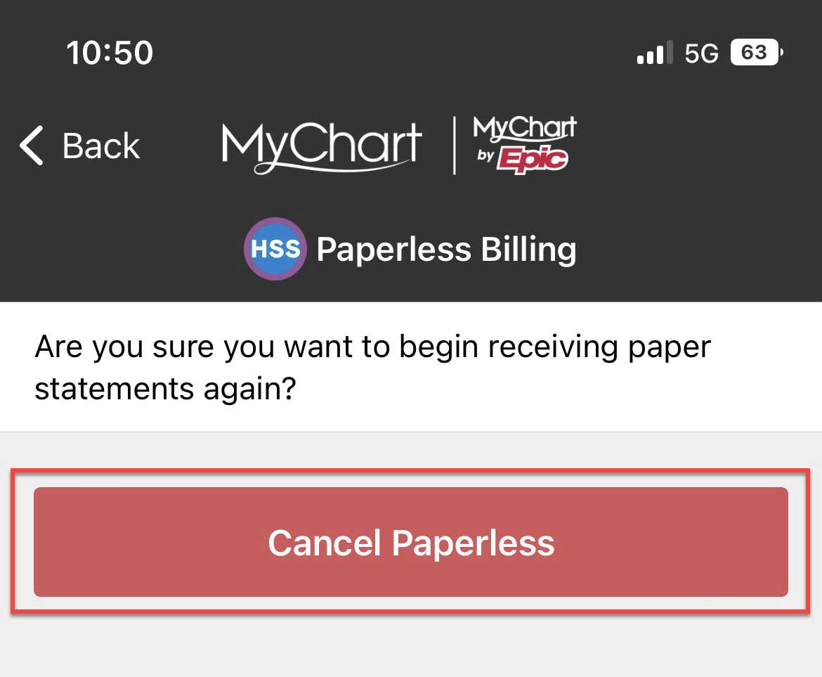 MyChart cancel paperless