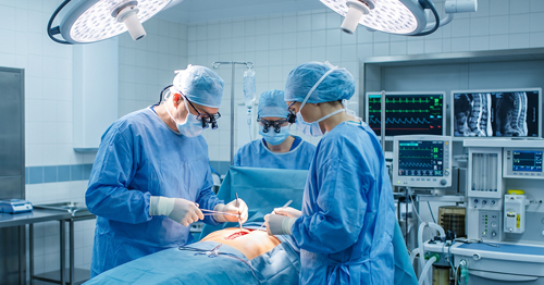 Spine surgeons in the operating room.