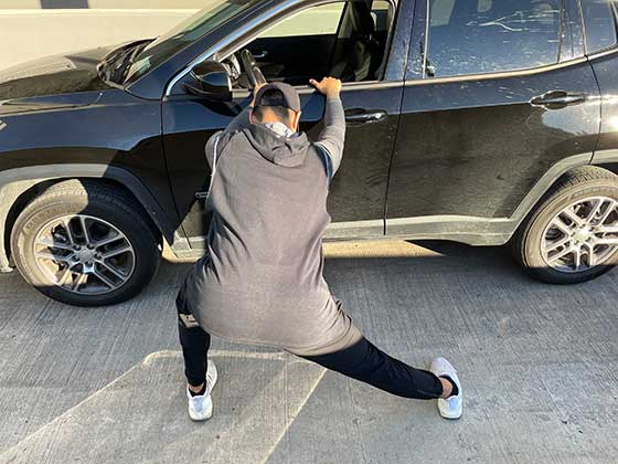 photo of inner thigh stretch