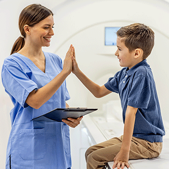 nurse and pediatric patient